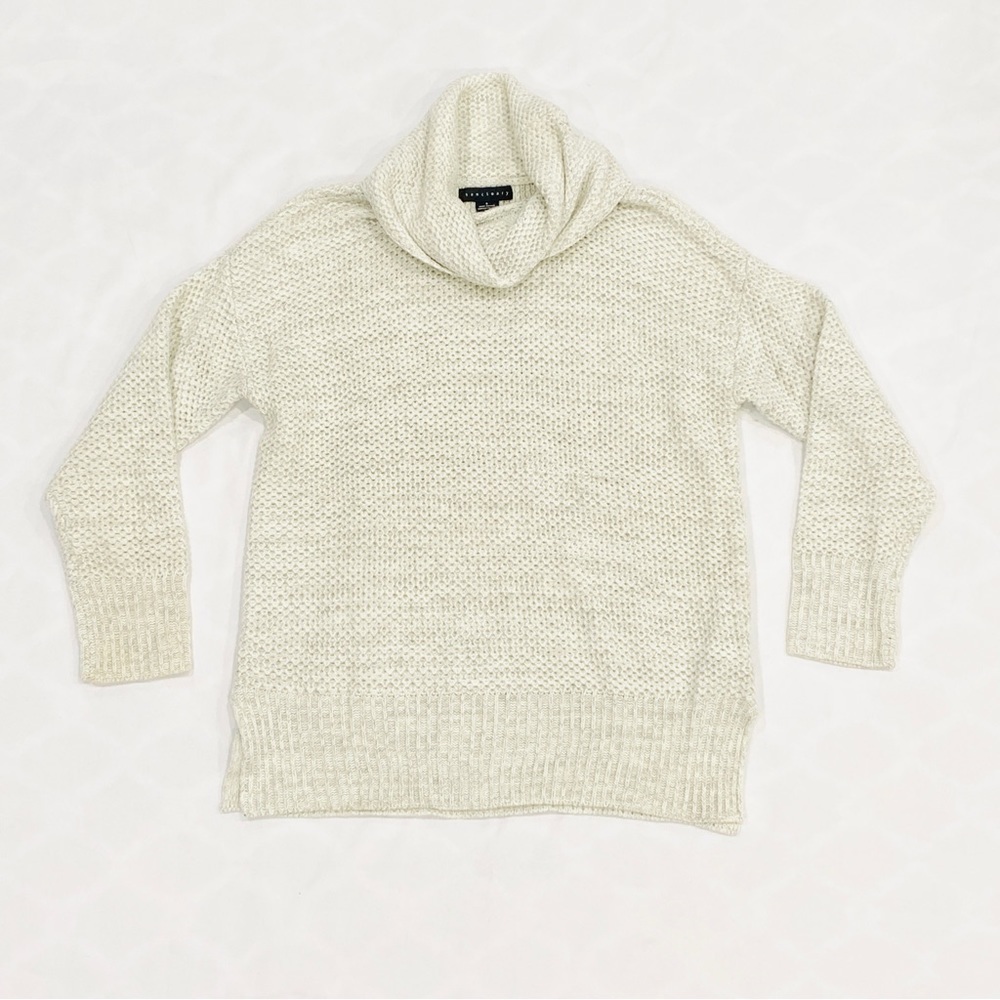 NWOT Sanctuary Oatmeal Grey Cowl Neck Waffle Knit Tunic Sweater